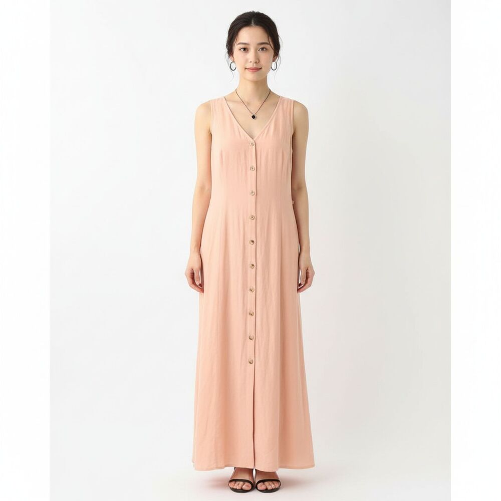 Amuse Society Linen Blend Sleeveless Button Front Maxi Dress M